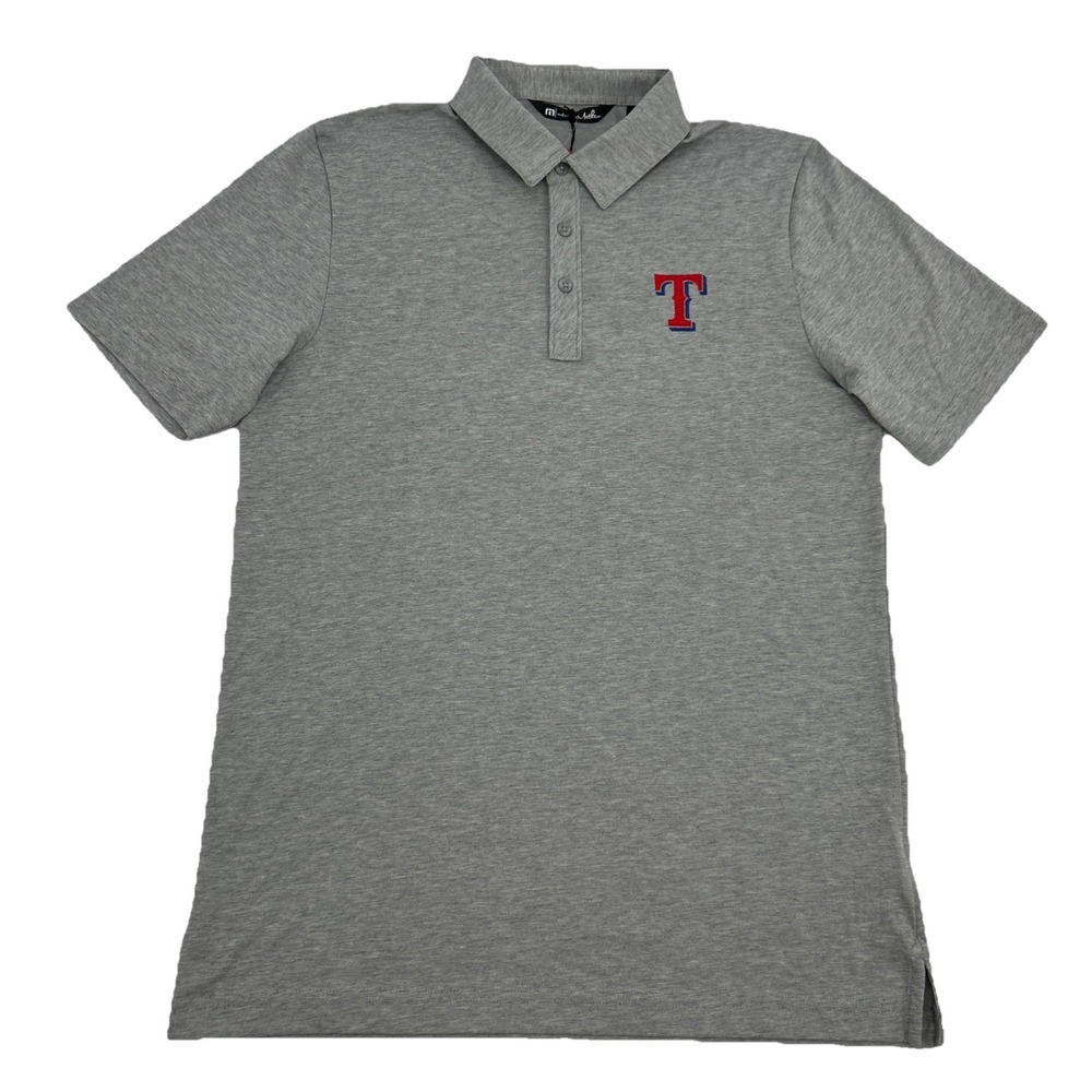 Texas Rangers Shirt Men's M Gray Travis Mathew Short‎ Sleeve Polo MLB NEW